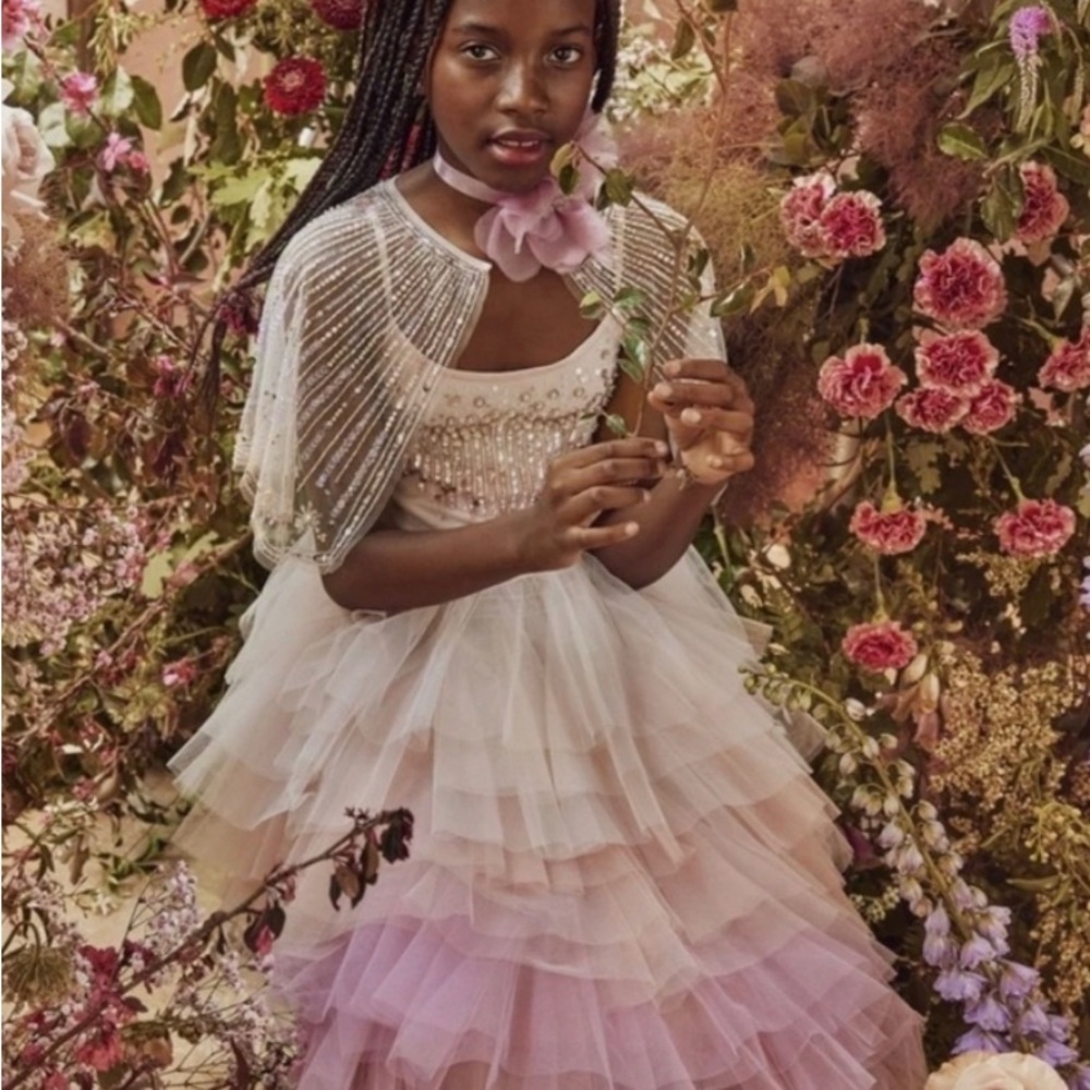 Tutu Du Monde Pink and White avant gardens jewel. Flower tutu Dress 8 to 9 years